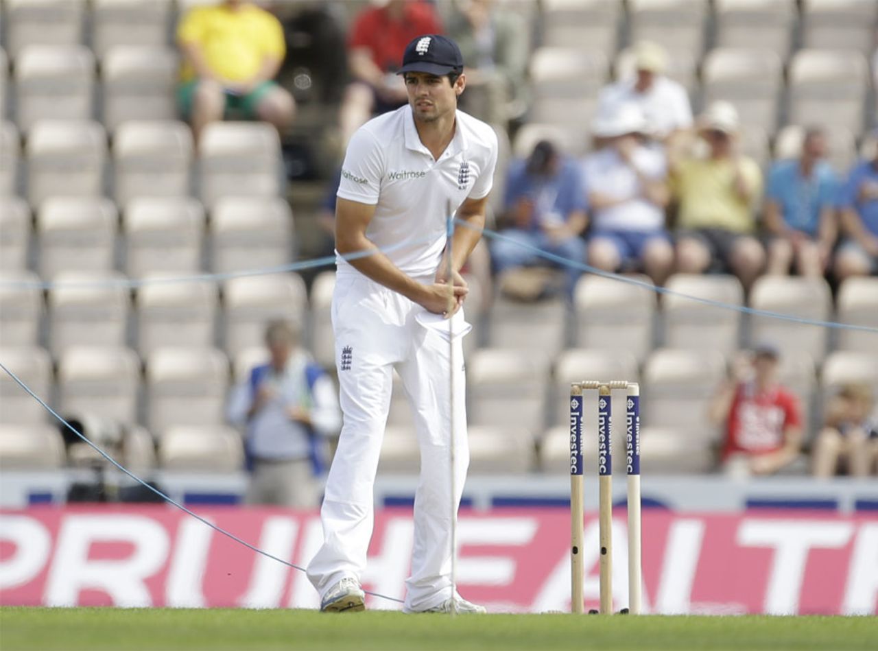 Alastair Cook shadow practices after electing to bat, England v India, 3rd Investec Test, Ageas Bowl, 1st day, July 27, 2014