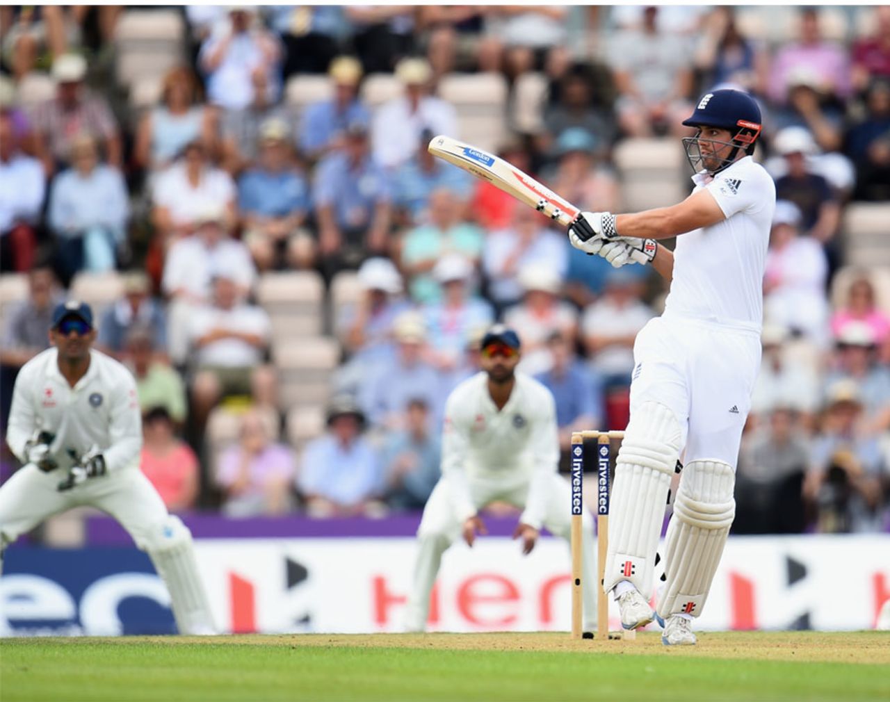Alastair Cook made his first fifty in 10 innings, England v India, 3rd Investec Test, Ageas Bowl, 1st day, July 27, 2014