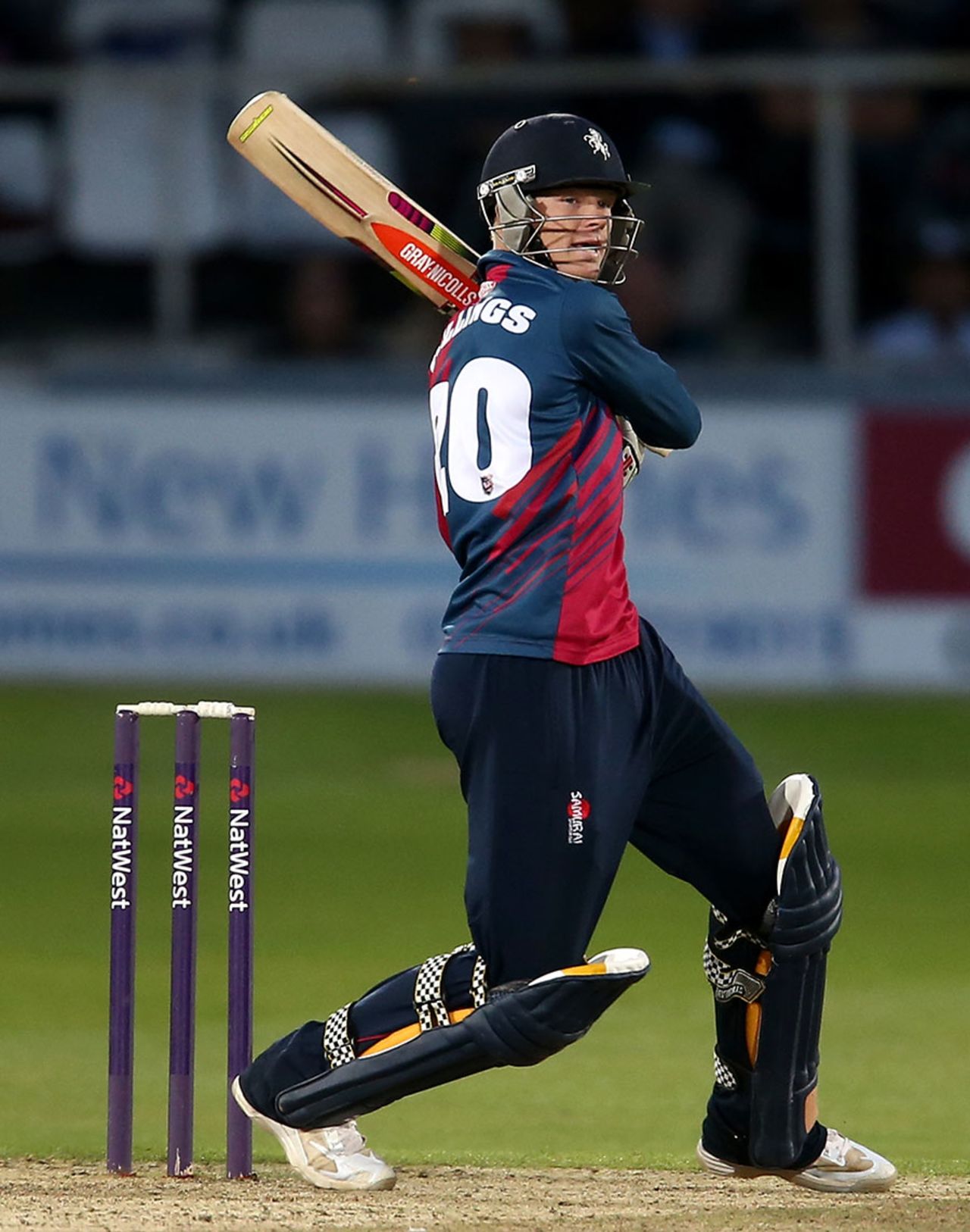 Sam Billings plays the pull, Kent v Hampshire, Natwest T20, Canterbury. July 4, 2104