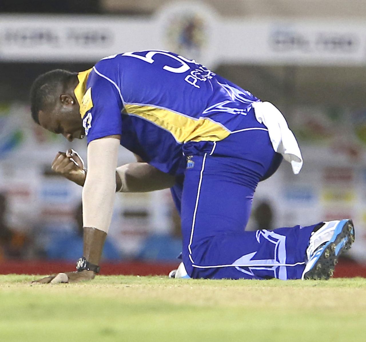 Kieron Pollard is pumped after picking up a wicket, St Lucia Zouks v Barbados Tridents, CPL 2014, Gros Islet, July 31, 2014