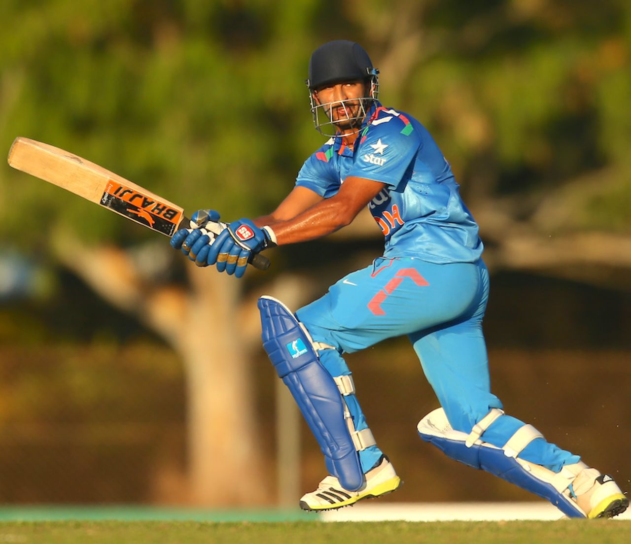 Rishi Dhawan nudges one to leg side during his unbeaten 56, Australia A v India A, Quadrangular A-Team One-day series, final, Darwin, August 2, 2014