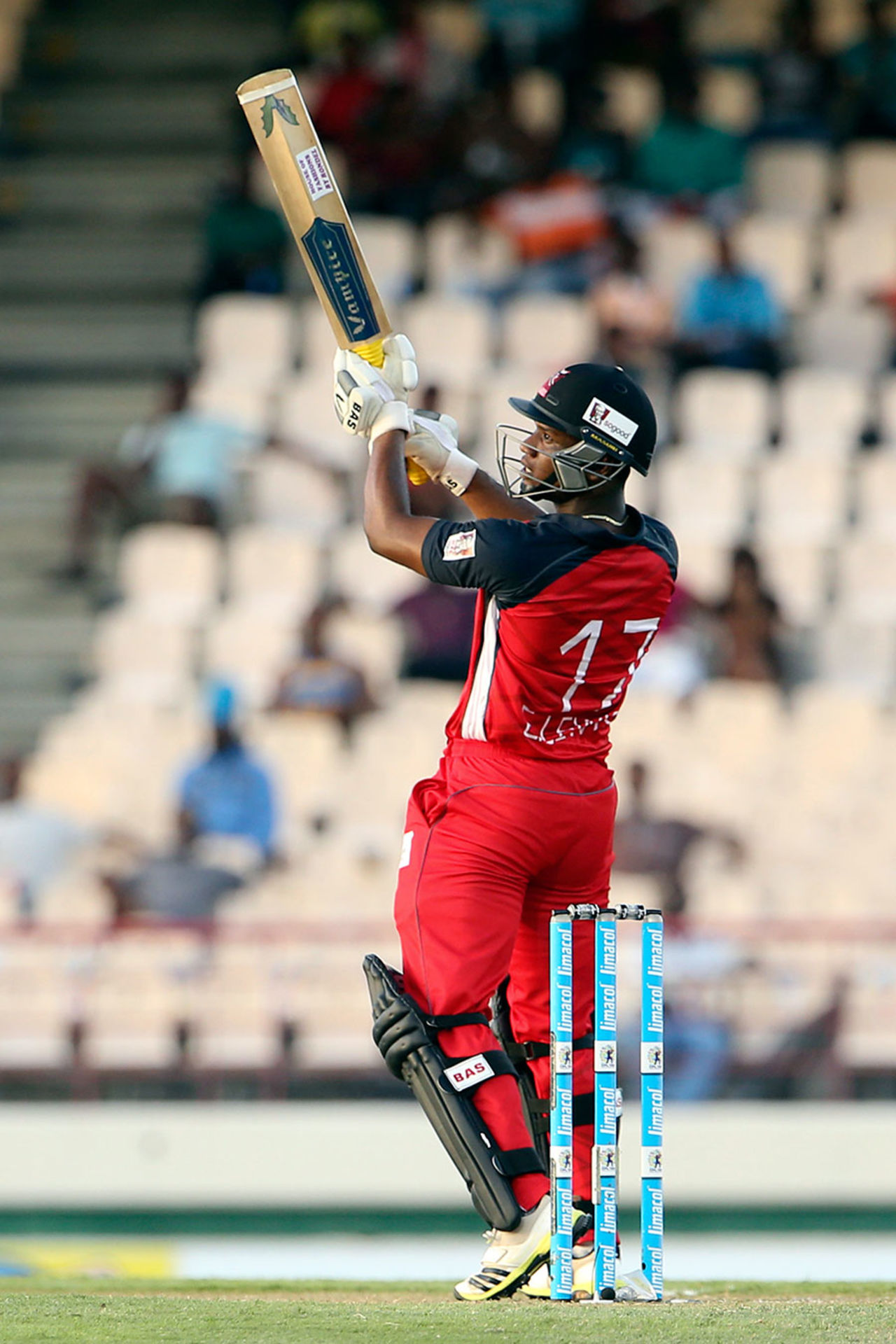 Evin Lewis uppercuts on his way to 59, St Lucia Zouks v Trinidad & Tobago Red Steel, CPL 2014, Gros Islet, August 2, 2014