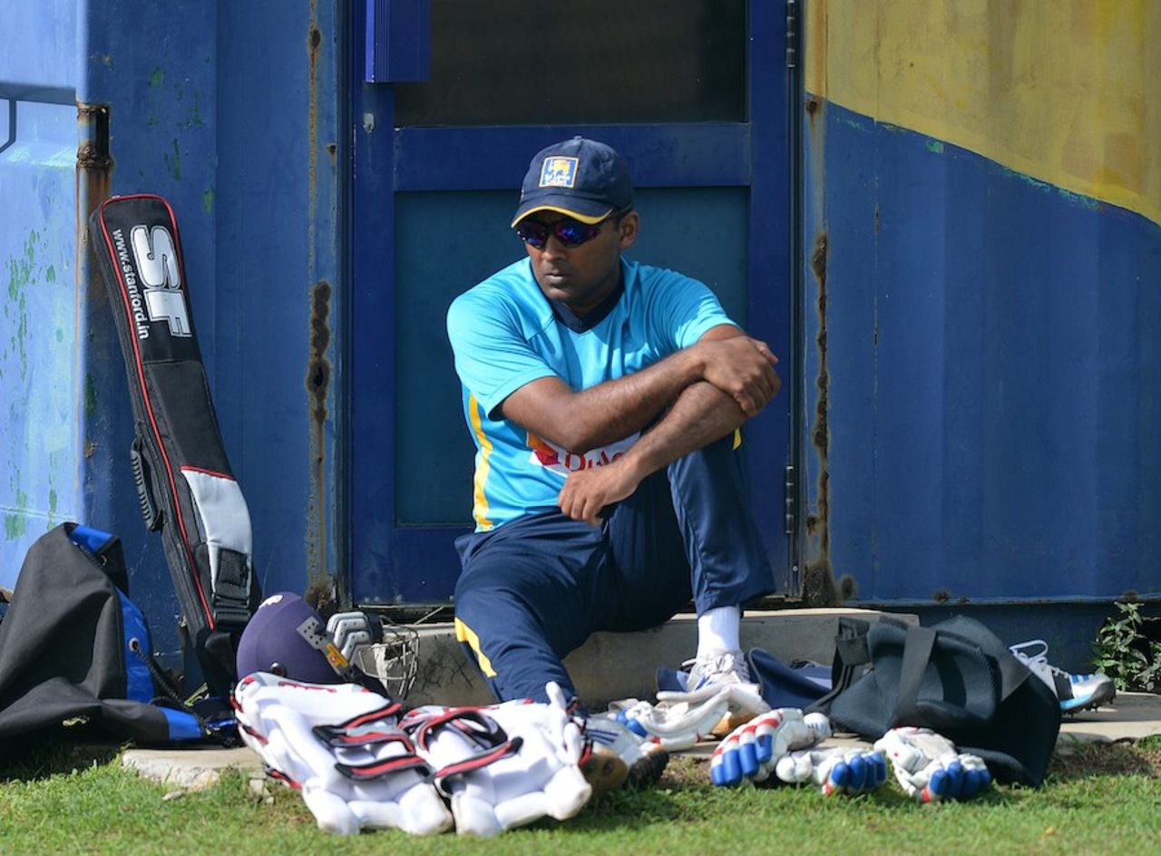 Mahela Jayawardene watches from the sidelines, Galle, August 4, 2014