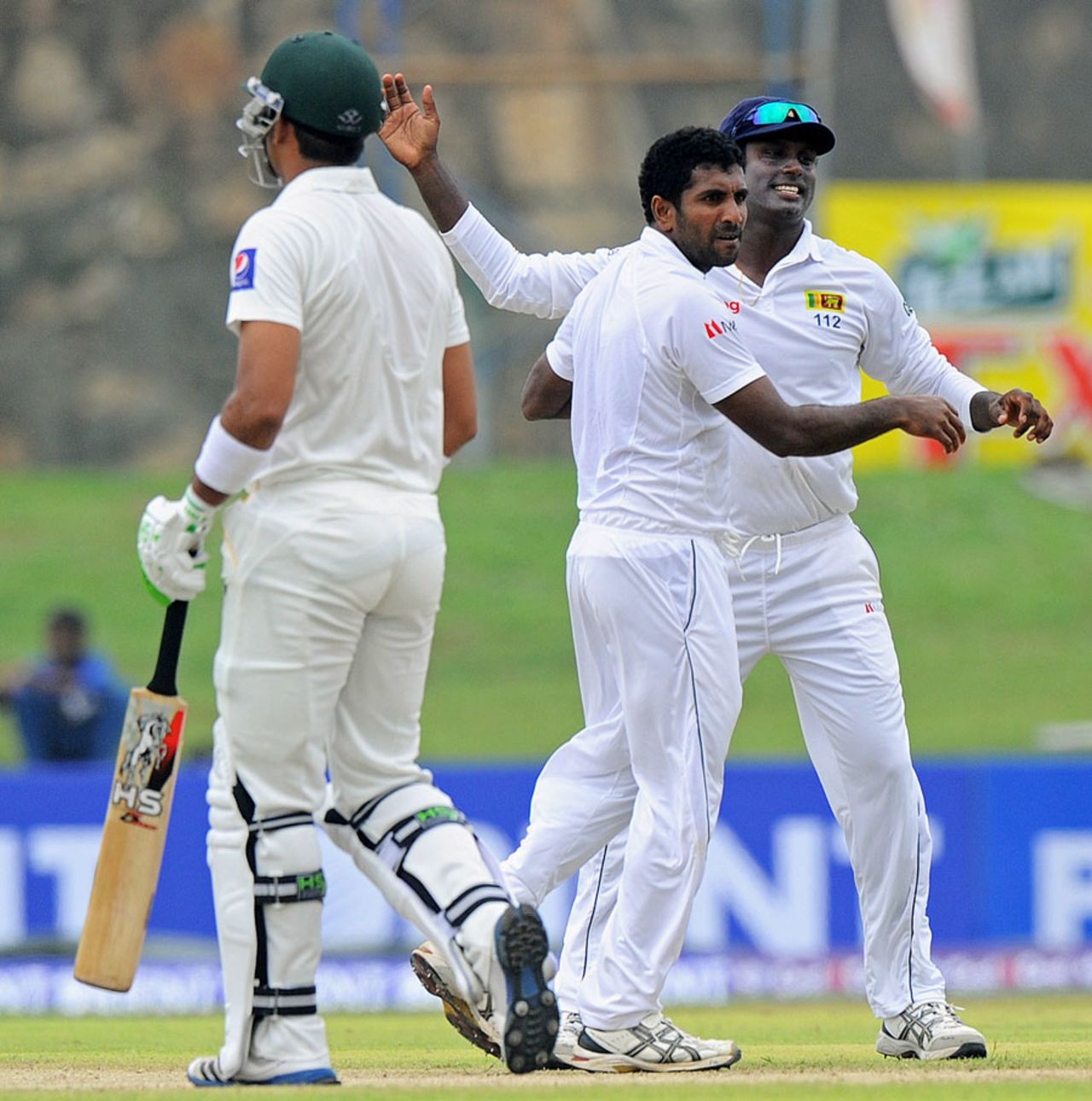Dhammika Prasad celebrates after dismissing Khurram Manzoor, Sri Lanka v Pakistan, 1st Test, Galle, 1st day, August 6, 2014