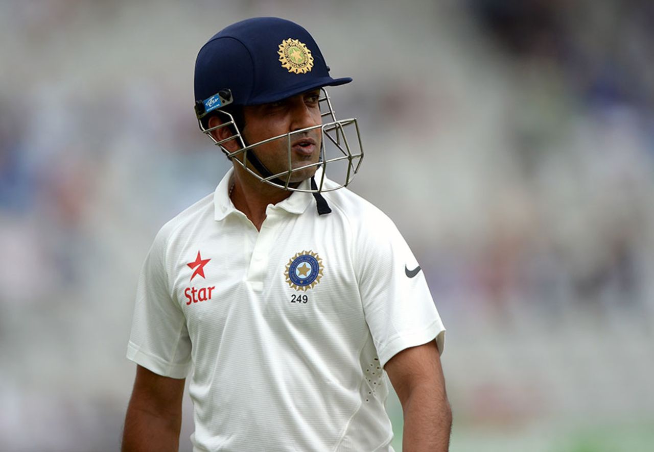 Gautam Gambhir was out early in his first Test innings since December 2012, England v India, 4th Test, Old Trafford, 1st day, August 7, 2014