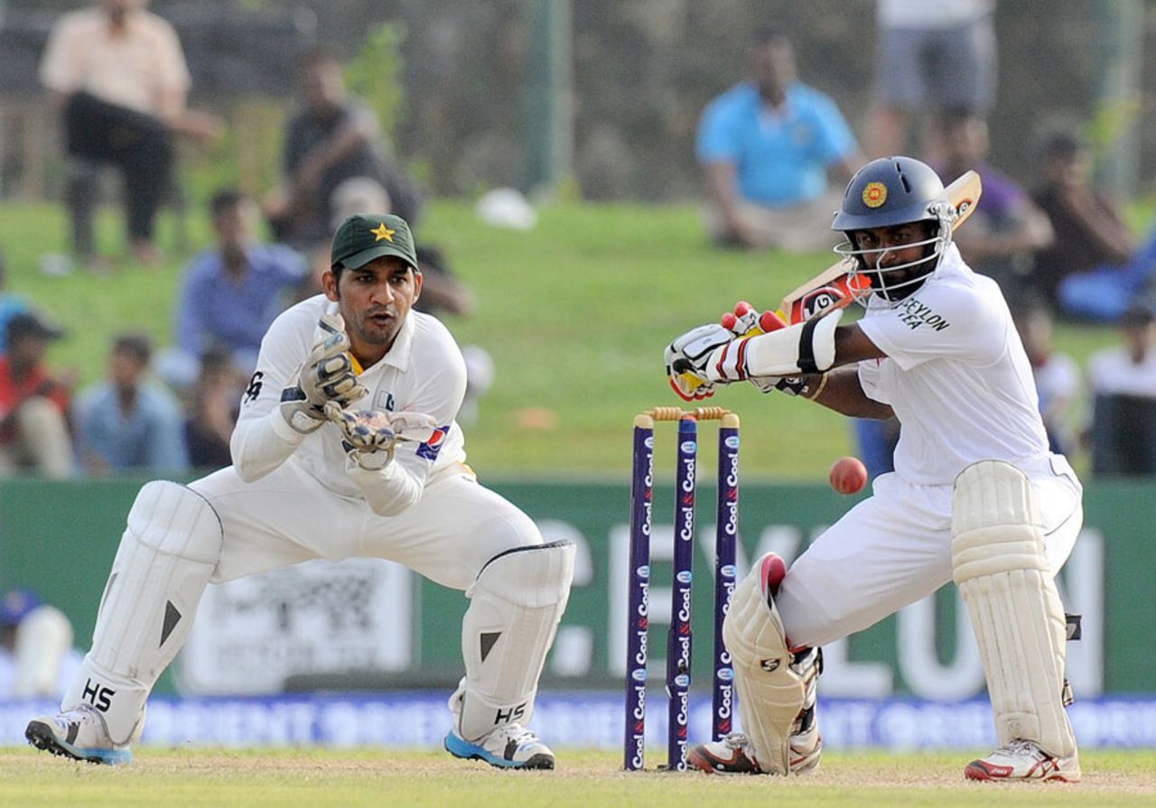 Kaushal Silva was unbeaten on 38 at stumps, Sri Lanka v Pakistan, 1st Test, Galle, 2nd day, August 7, 2014