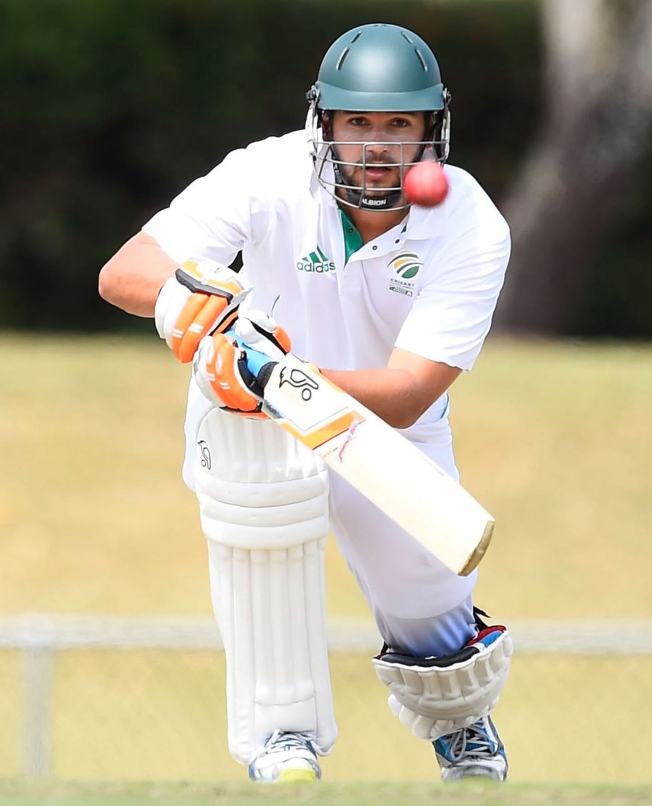 Rilee Rossouw watches the ball closely, Australia A v South Africa A, 1st unofficial Test, Townsville, August 8, 2014