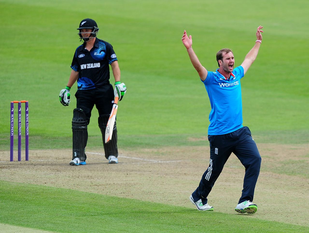 Tom Smith appeals for an lbw, England Lions v New Zealand A, Tri-series, Bristol, August 8, 2014