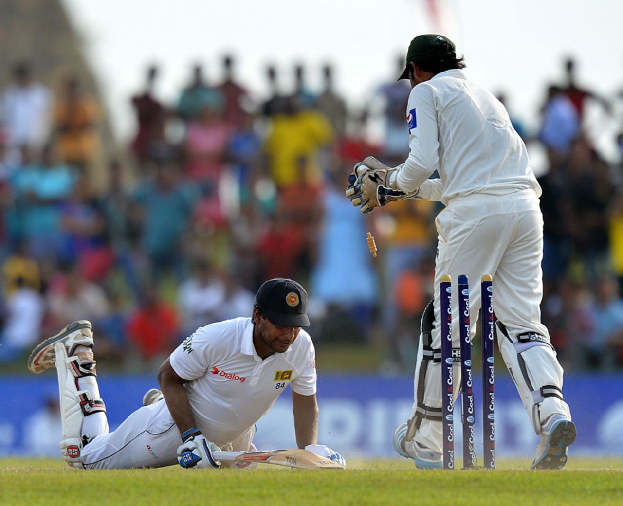 Kumar Sangakkara was stumped off Abdur Rehman for 221, Sri Lanka v Pakistan, 1st Test, Galle, 4th day, August 9, 2014