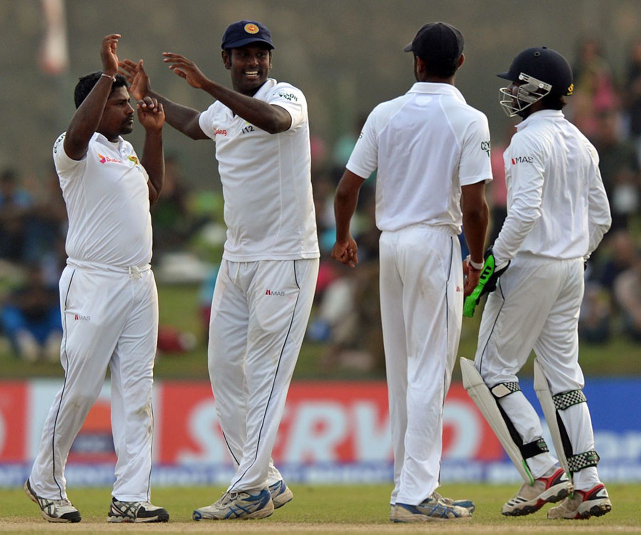 Rangana Herath dismissed Khurram Manzoor in the fourth over, Sri Lanka v Pakistan, 1st Test, Galle, 4th day, August 9, 2014