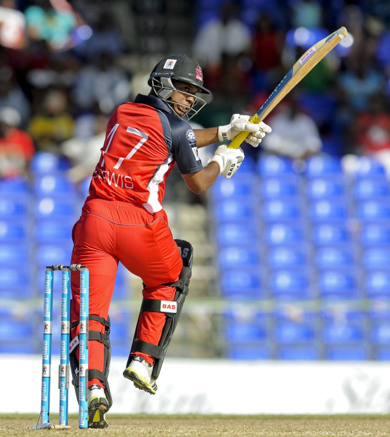 Evin Lewis top-scored for Red Steel with 38 off 36 balls, Antigua Hawksbills v T&T Red Steel, CPL 2014, St Kitts, August 9, 2014