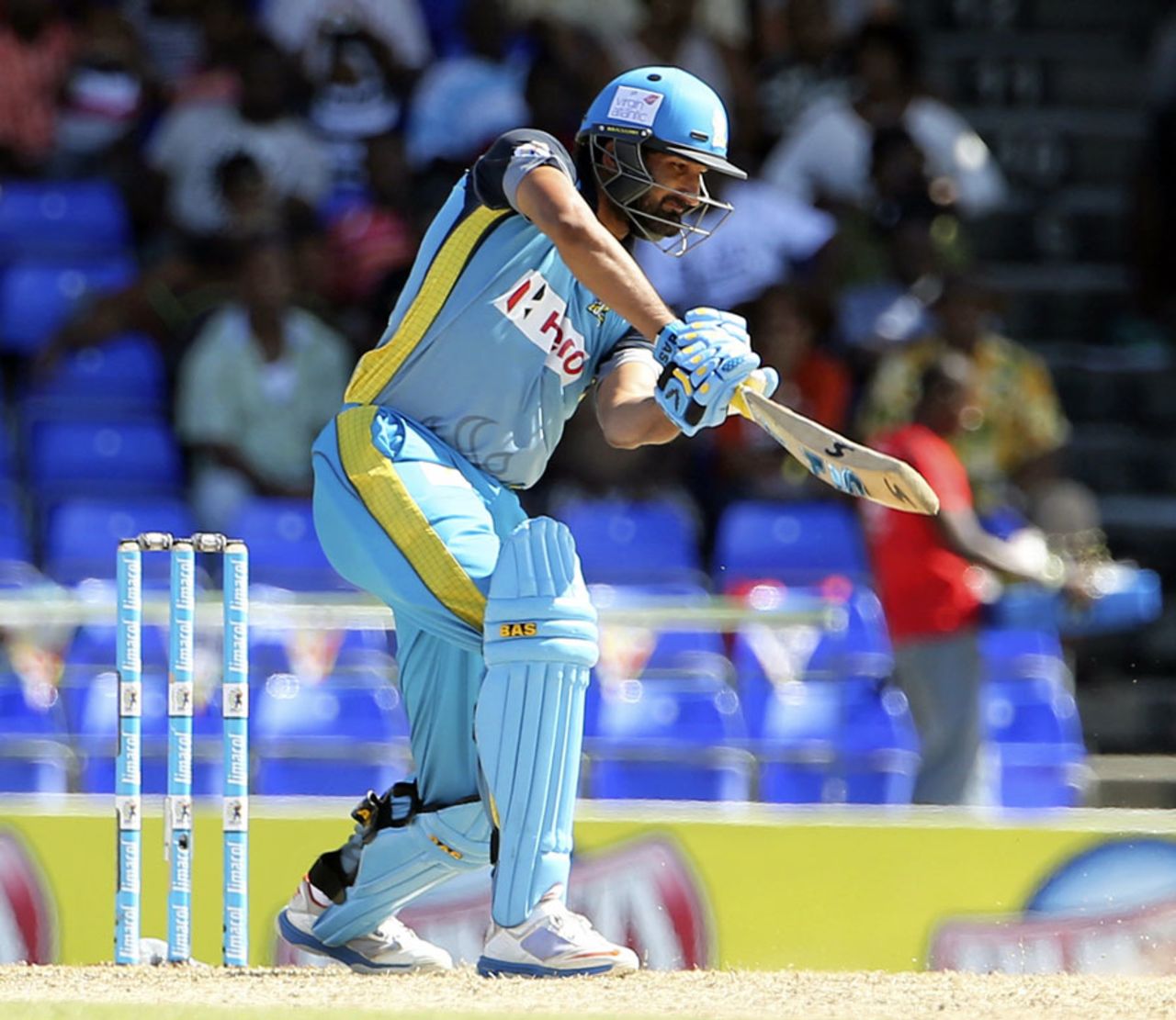 Sohail Tanvir smacked a 7-ball 20 at the end of the innings, St Lucia Zouks v Jamaica Tallawahs, CPL, St Kitts, August 9, 2014