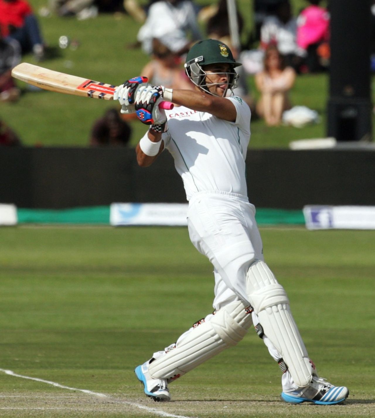 JP Duminy plays the pull, Zimbabwe v South Africa, only Test, Harare, 3rd day, August 11, 2014
