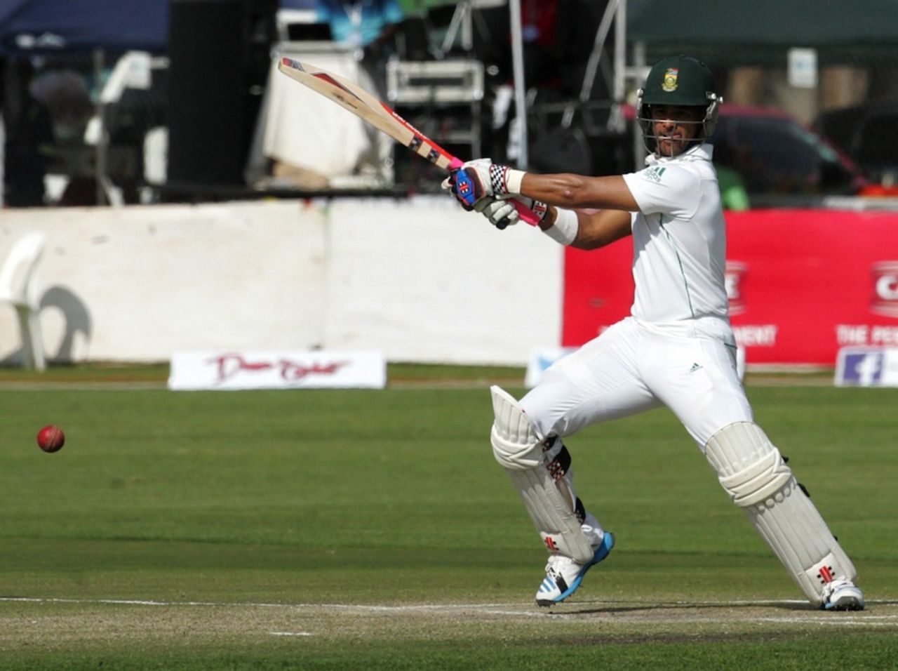 JP Duminy cuts during his half-century, Zimbabwe v South Africa, only Test, Harare, 3rd day, August 11, 2014
