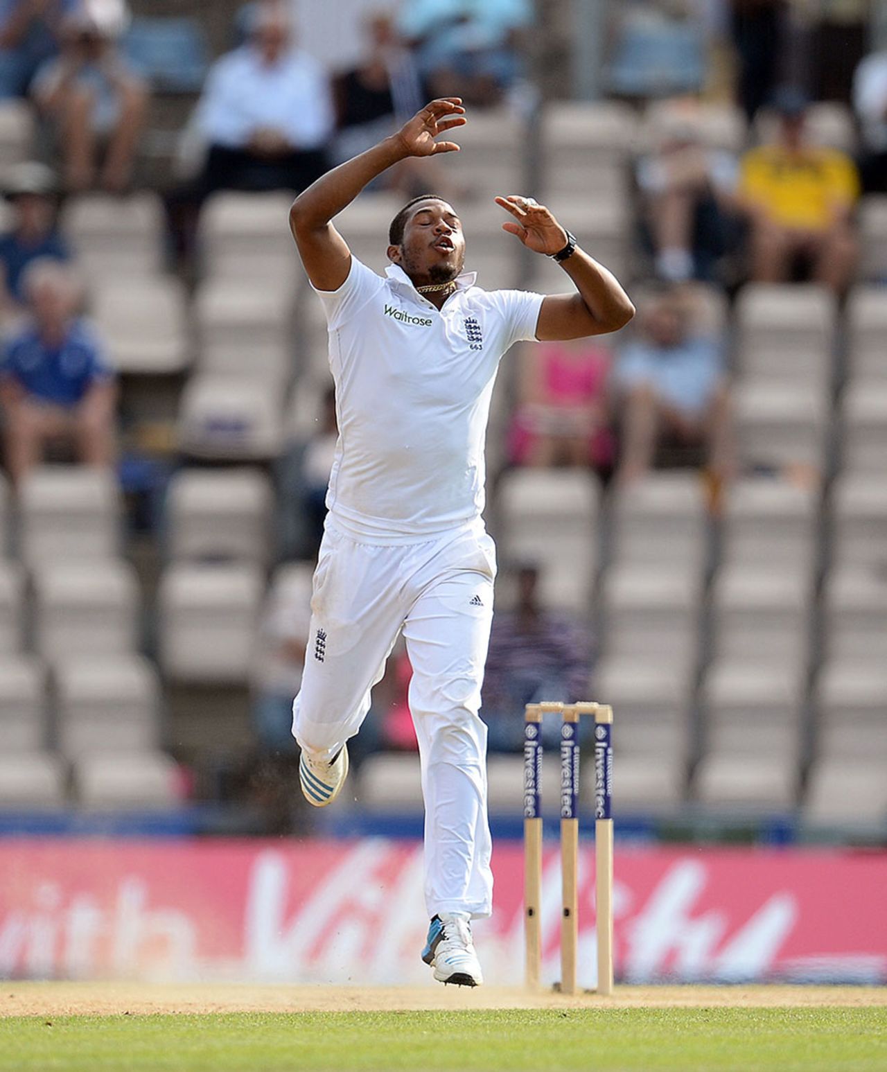 Chris Jordan rues a missed chance, England v India, 3rd Investec Test, Old Trafford, 4th day, August 30, 2014