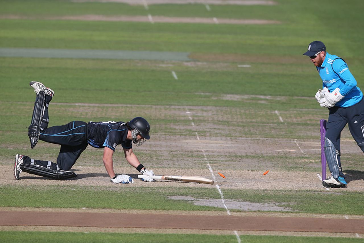 Dean Brownlie was stumped by Jonny Bairstow, England Lions v New Zealand A, Tri-series, New Road, August 12, 2014