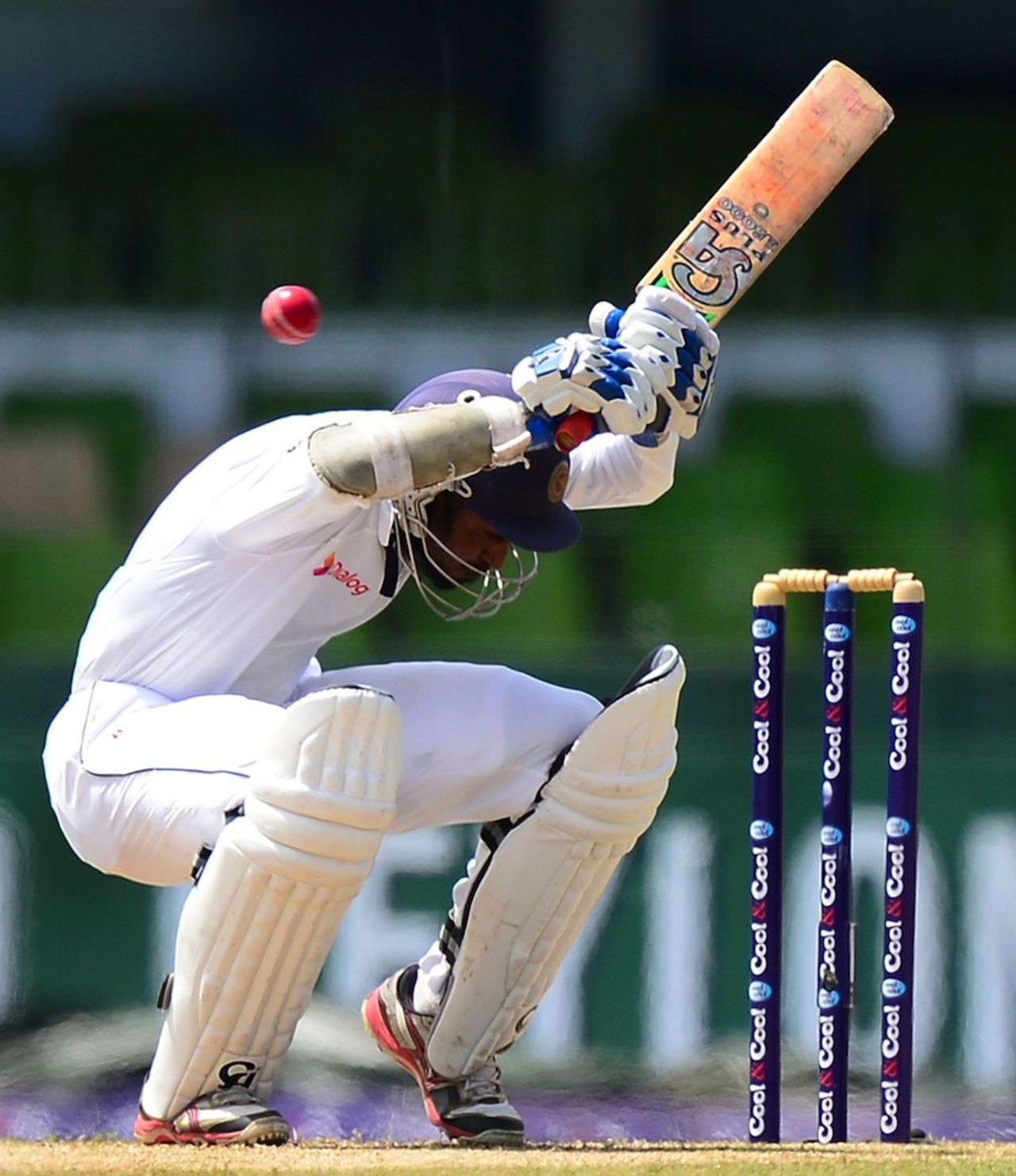 Upul Tharanga ducks under a bouncer, Sri Lanka v Pakistan, 2nd Test, Colombo, 1st day, August 14, 2014