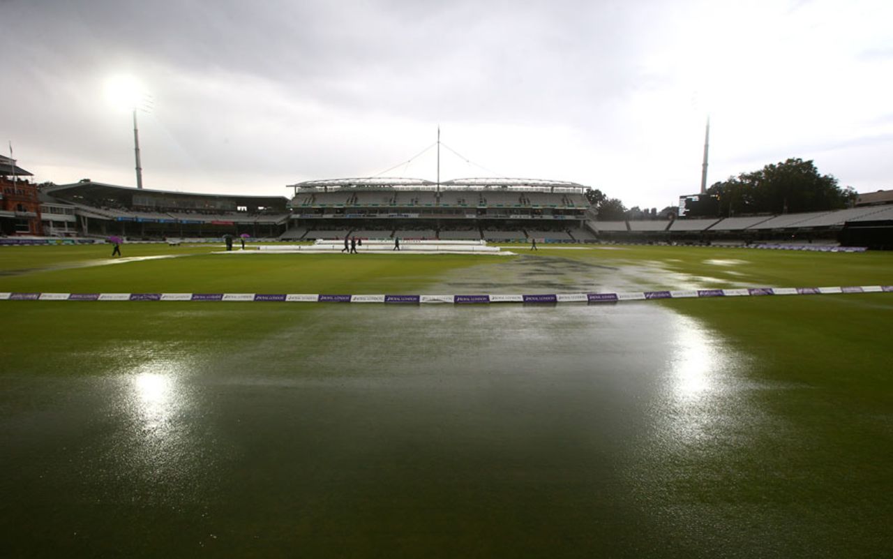 A river runs through it: heavy rain soaked the outfield, Middlesex v Nottinghamshire, Royal London Cup, Group B, Lord's, August 14, 2014