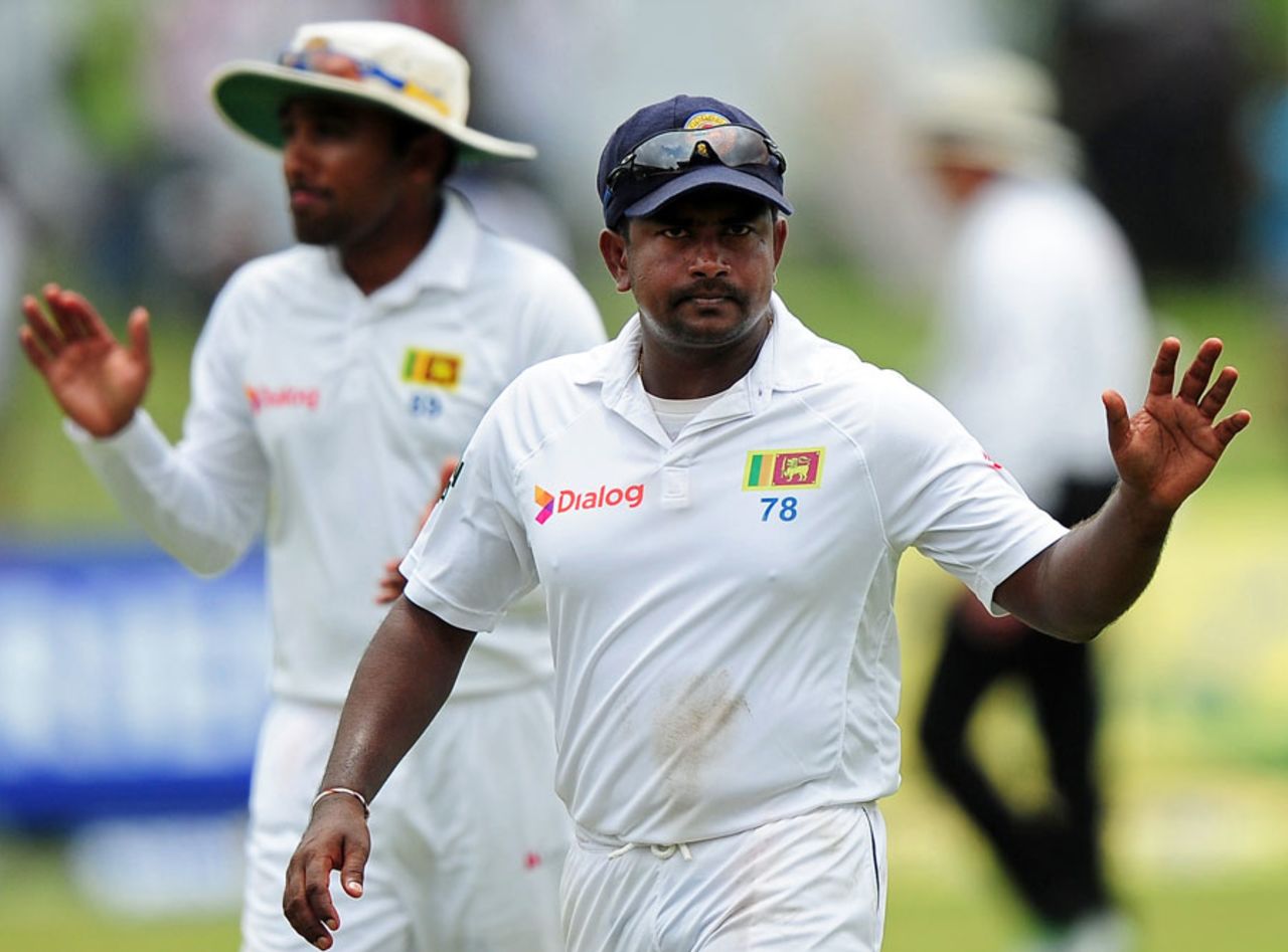Rangana Herath became the first left-arm bowler to take nine wickets in an innings in Tests, Sri Lanka v Pakistan, 2nd Test, Colombo, 3rd day, August 16, 2014
