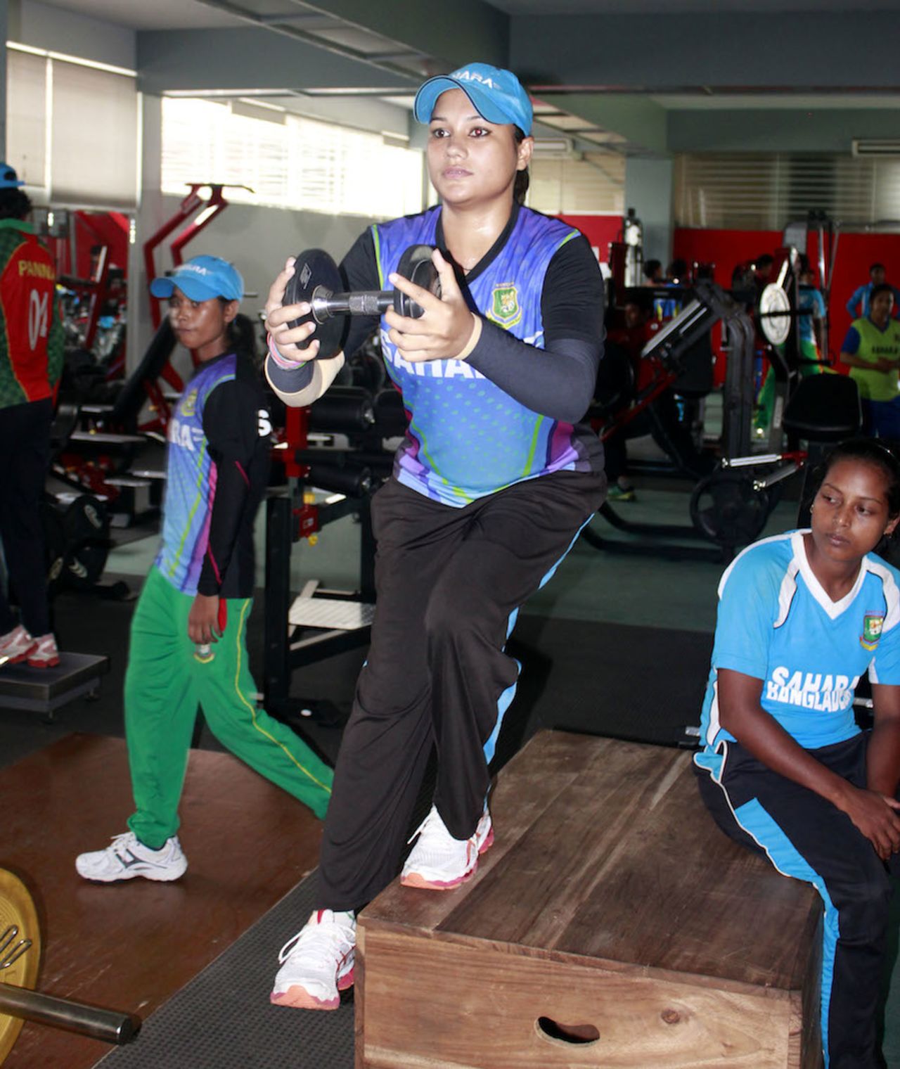 Jahanara Alam works out with a dumbbell, Mirpur, August 16, 2014