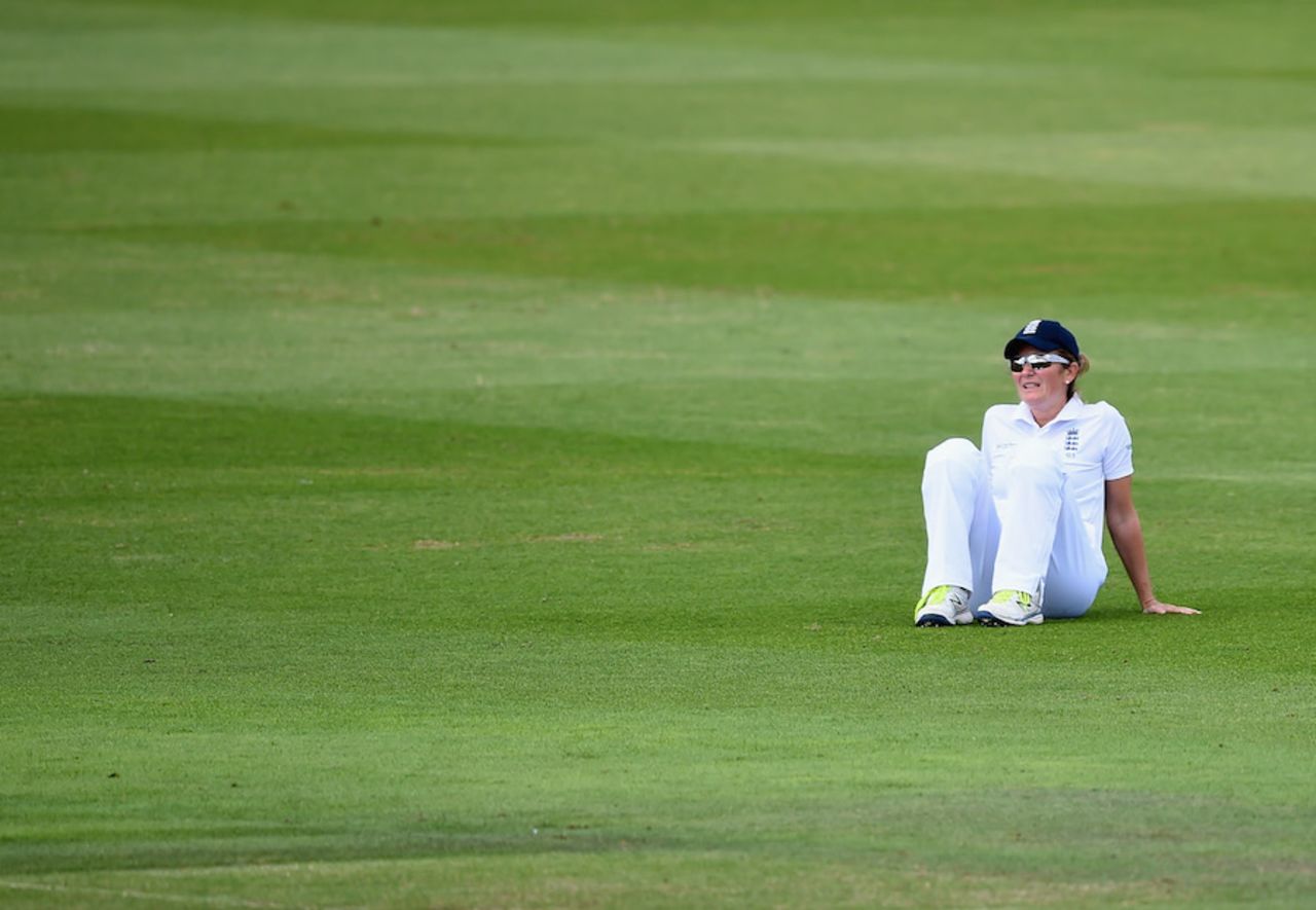 Charlotte Edwards wears a dejected look, England v India, only women's Test, Wormsley, 4th day, August 16, 2014