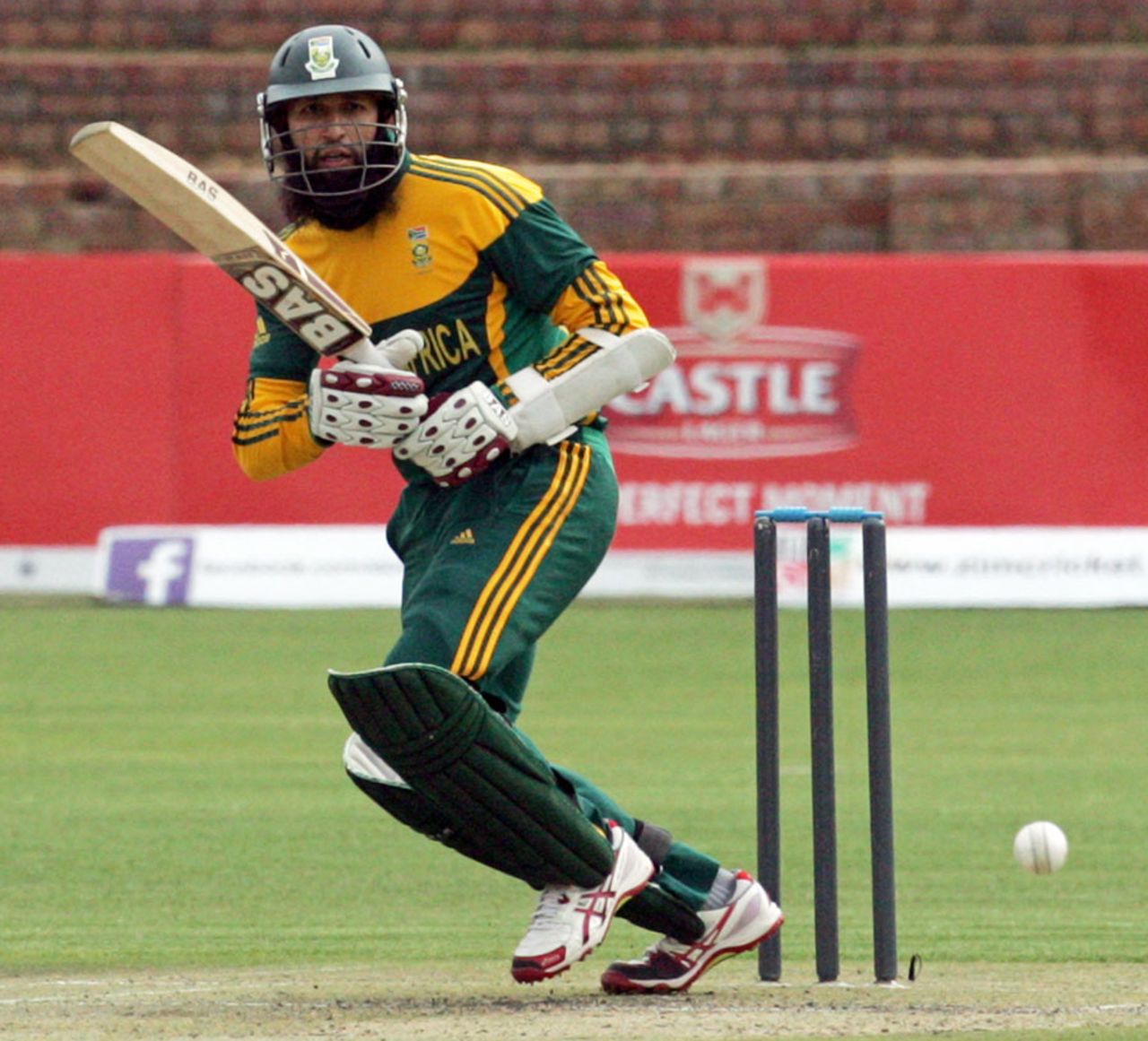 Hashim Amla works the ball to the leg side, Zimbabwe v South Africa, 1st ODI, Bulawayo, August 17, 2014