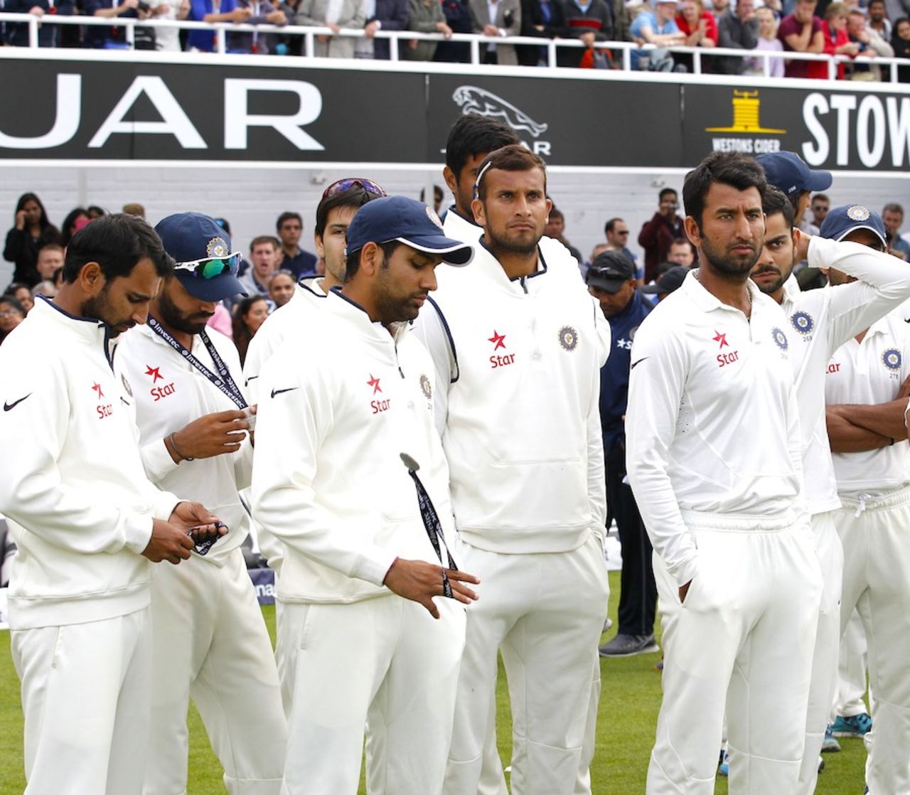 The new stars: India's young group was glum after being handed runners-up medals, England v India, 5th Investec Test, The Oval, 3rd day, August 17, 2014