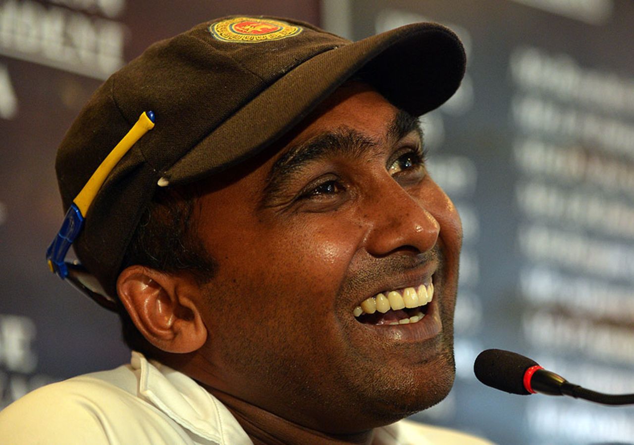 Mahela Jayawardene breaks into a smile during his retirement press conference, Sri Lanka v Pakistan, 2nd Test, SSC, 5th day, August 18, 2014