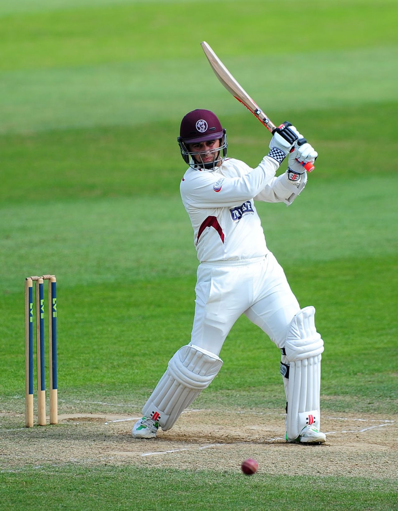 Johann Myburgh chops into the off side, Somerset v Warwickshire, County Championship, Division One, 4th day, Taunton, August 18, 2014