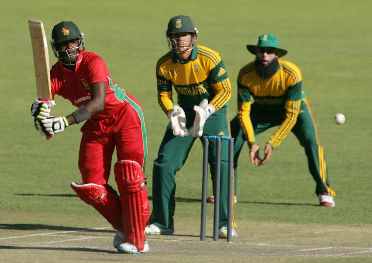 Luke Jongwe clips one to the leg side, Zimbabwe v South Africa, 2nd ODI, Bulawayo, August 19, 2014