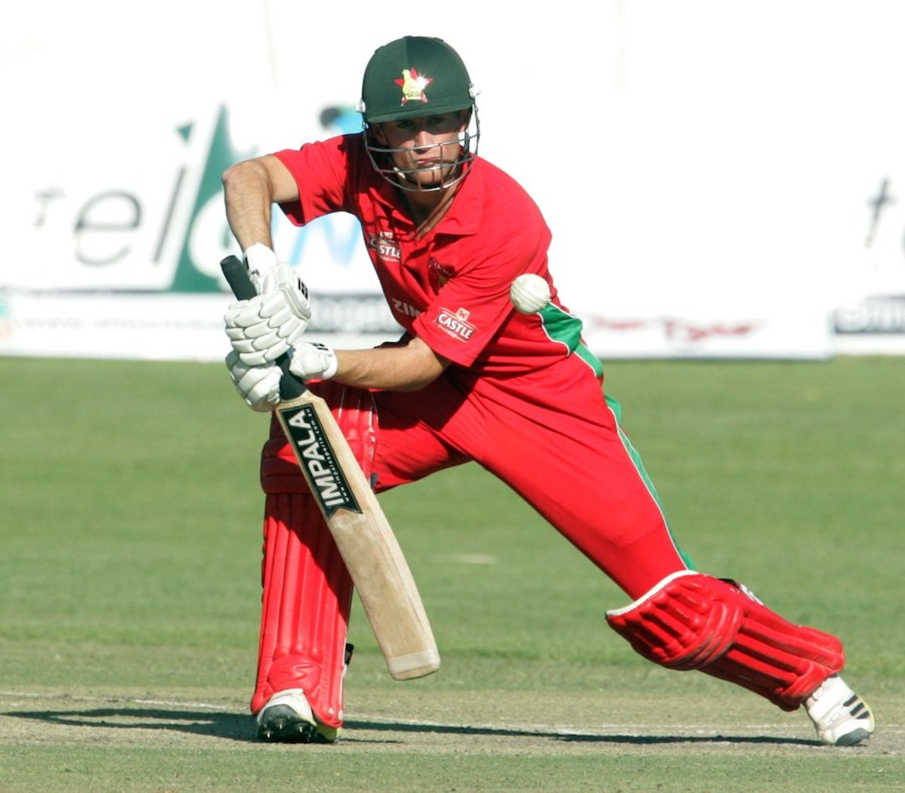 Sean Williams taps one close to his body, Zimbabwe v South Africa, 2nd ODI, Bulawayo, August 19, 2014