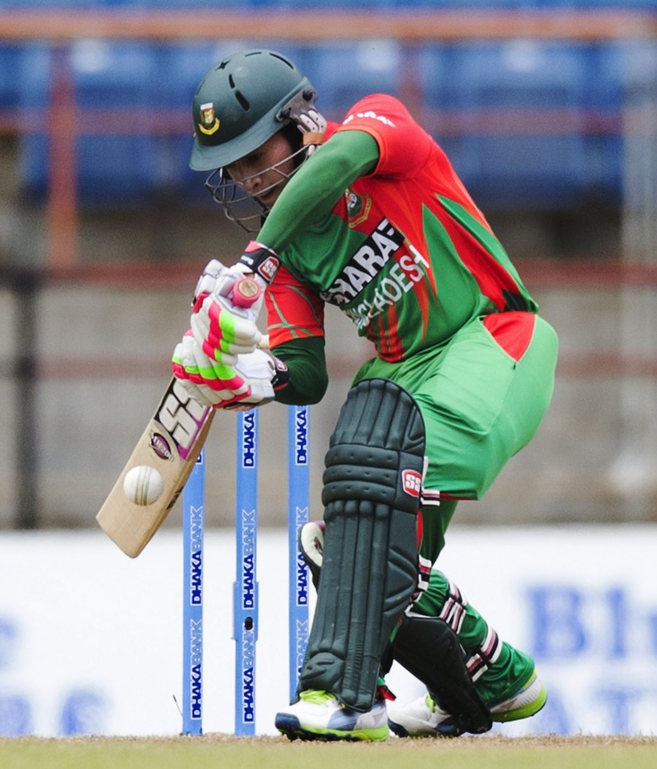 Mushfiqur Rahim plays on the front foot, West Indies v Bangladesh, 1st ODI, St George's, August 20, 2014