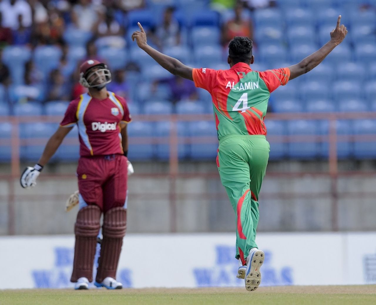 AL-Amin Hossain had Dwayne Bravo caught, West Indies v Bangladesh, 1st ODI, St George's, August 20, 2014