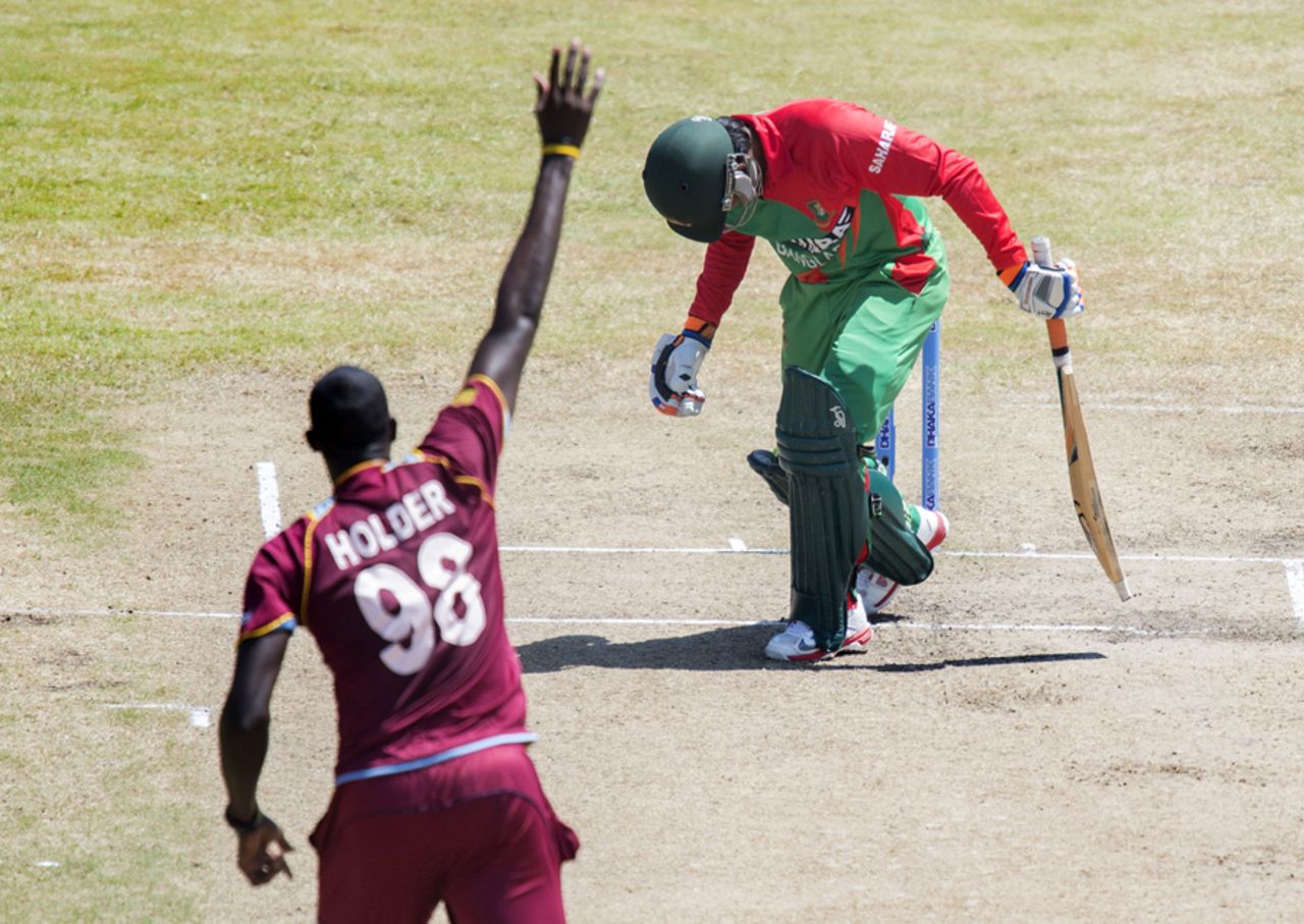 Anamul Haque edged Jason Holder behind, West Indies v Bangladesh, 2nd ODI, St George's, Grenada, August 22, 2014
