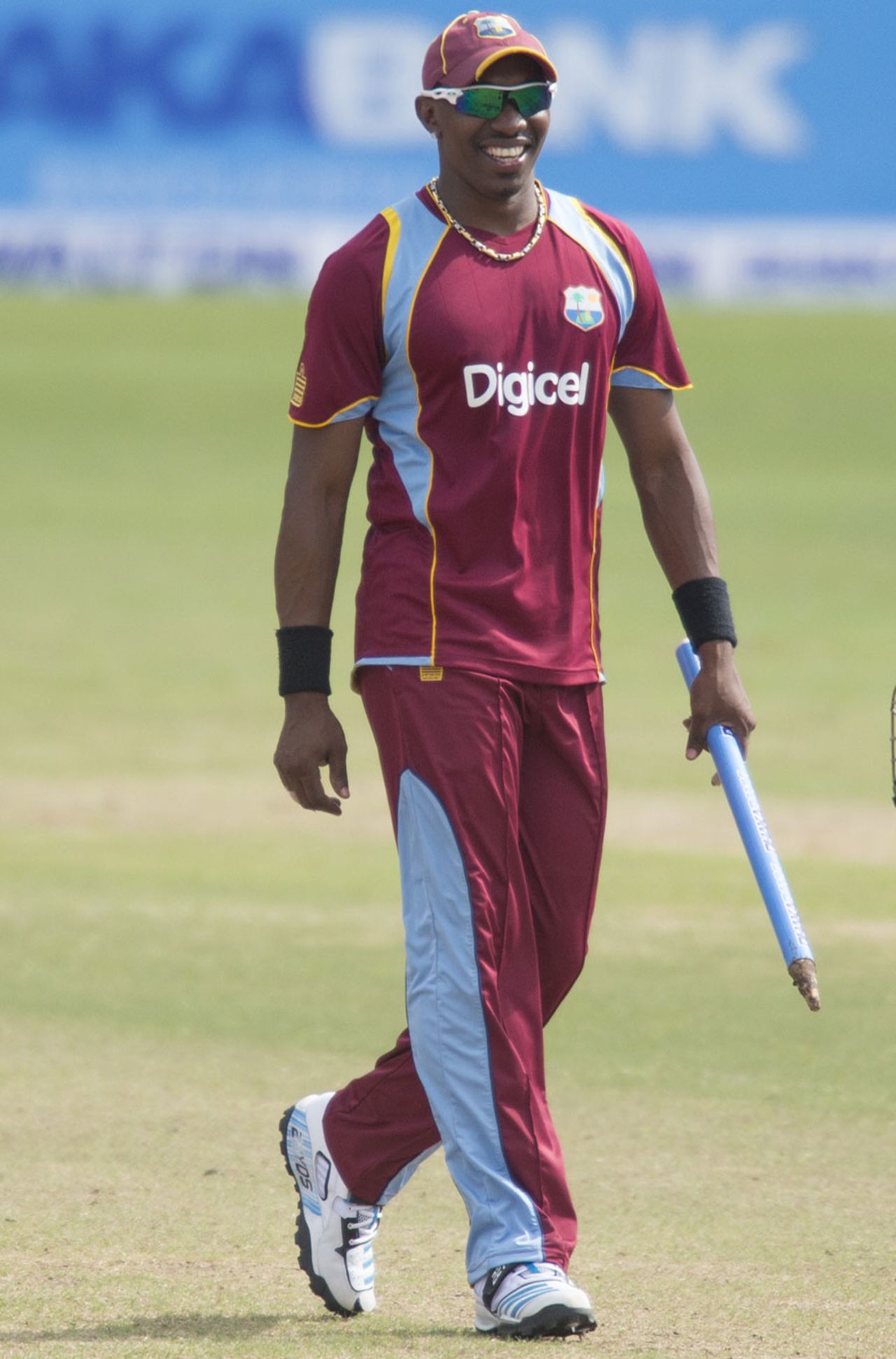 Dwayne Bravo was all smiles after West Indies' big win, West Indies v Bangladesh, 2nd ODI, St George's, Grenada, August 22, 2014