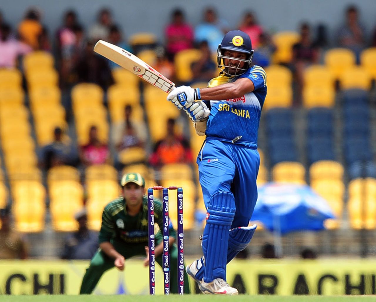 Kumar Sangakkara pulls, Sri Lanka v Pakistan, 1st ODI, Hambantota, August 23, 2014
