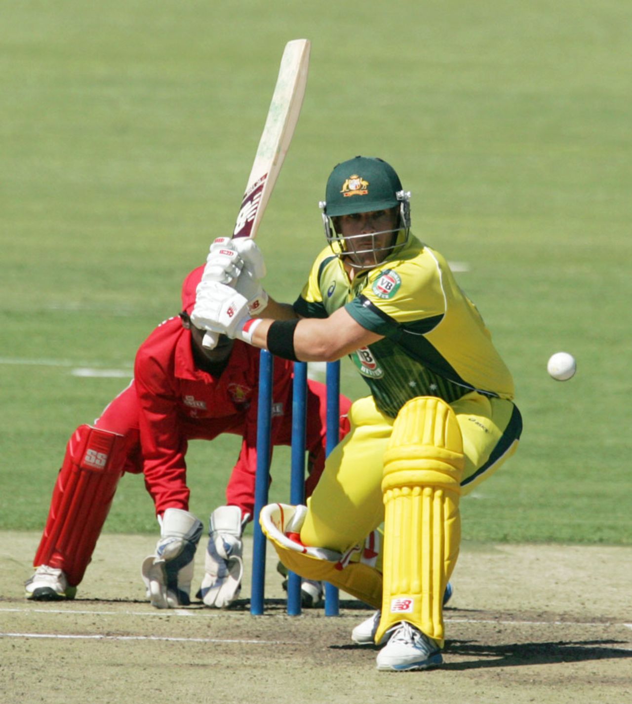 Aaron Finch gets ready to play a shot, Zimbabwe v Australia, Tri-series, Harare, August 25, 2014