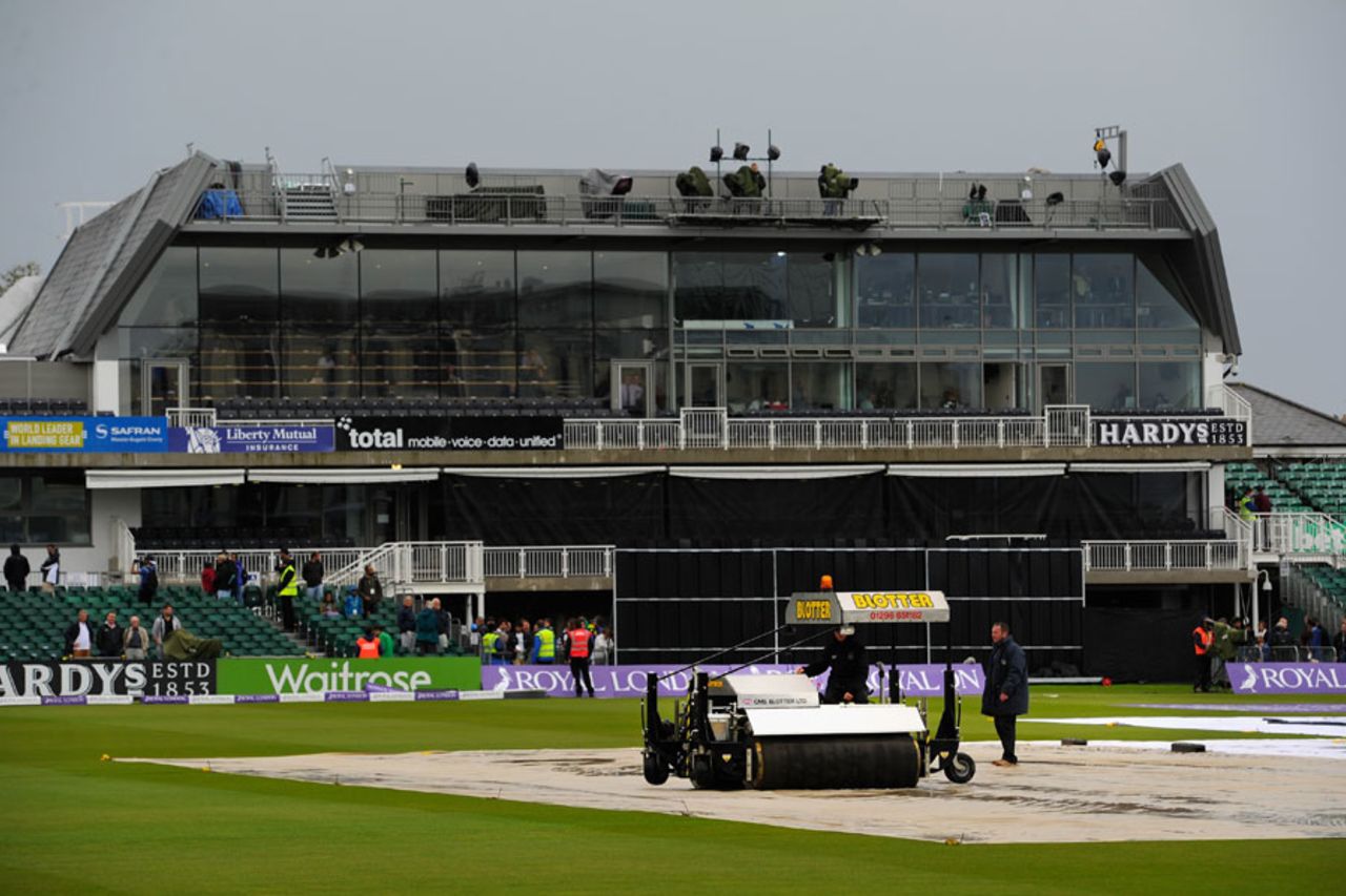 The soppers were out after overnight rain, England v India, 1st ODI, Bristol, August 25, 2014