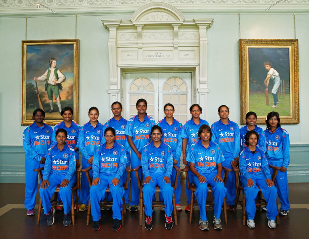 The visiting Indian team at the Lord's Long Room after the third ODI, England v India, 3rd women's ODI, Lord's, August 25, 2014