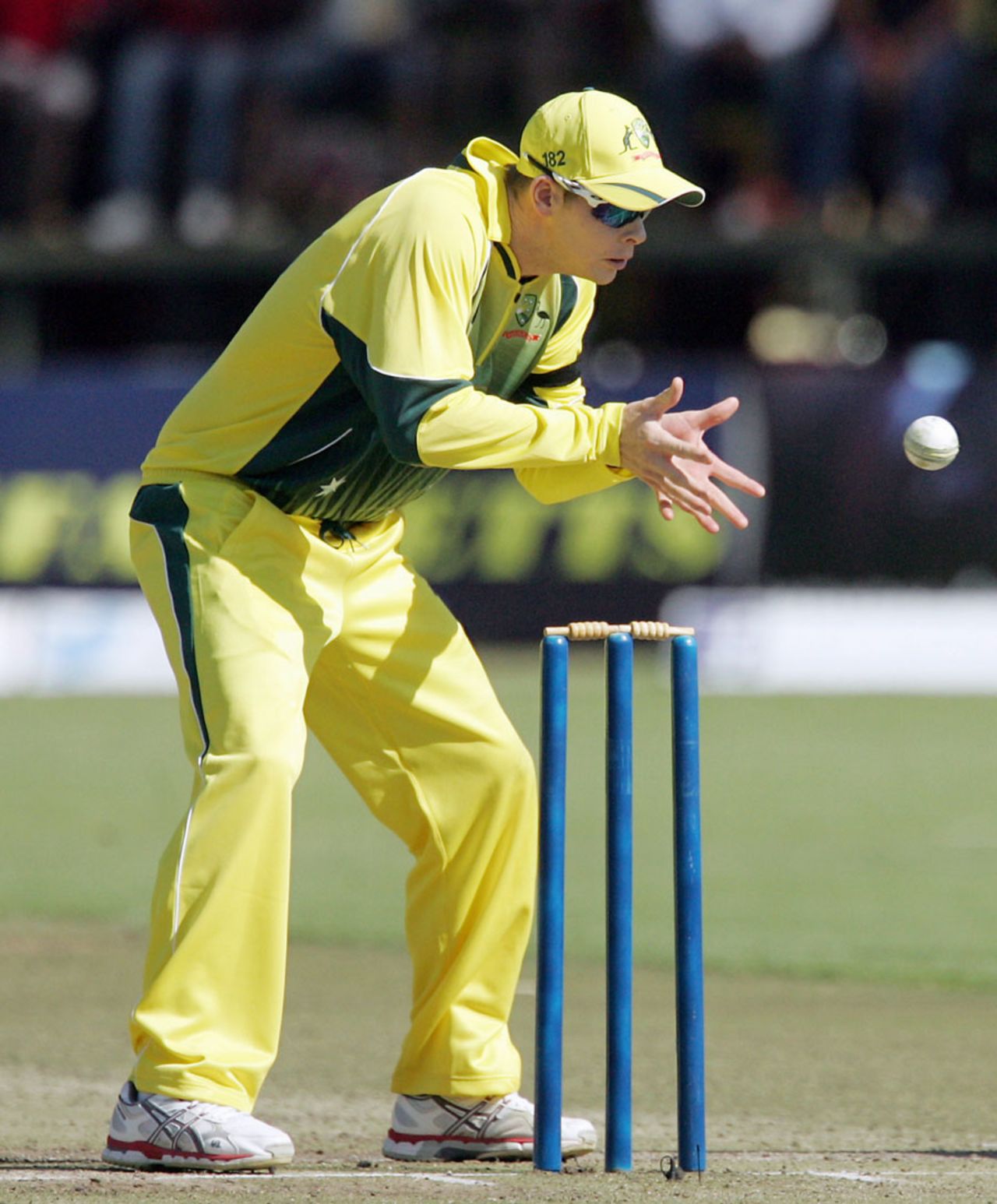 Steven Smith collects the ball, Zimbabwe v Australia, Tri-series, Harare, August 25, 2014