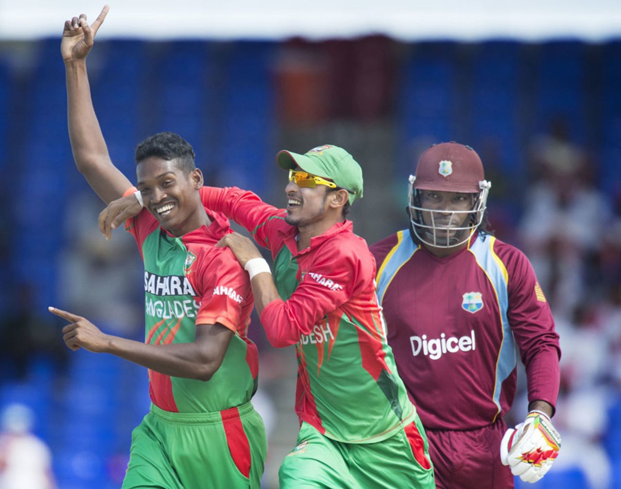 Al-Amin Hossain got Chris Gayle with a ripper, West Indies v Bangladesh, 3rd ODI, Basseterre, St Kitts, August 25, 2014