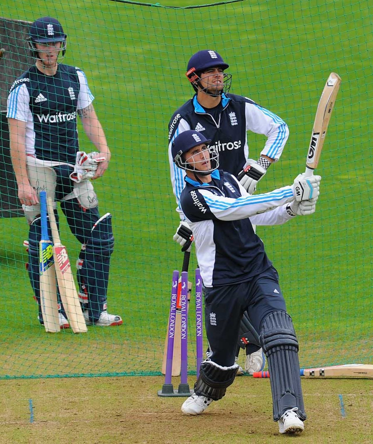 Alex Hales launches one out of the nets, Cardiff, August 26, 2014