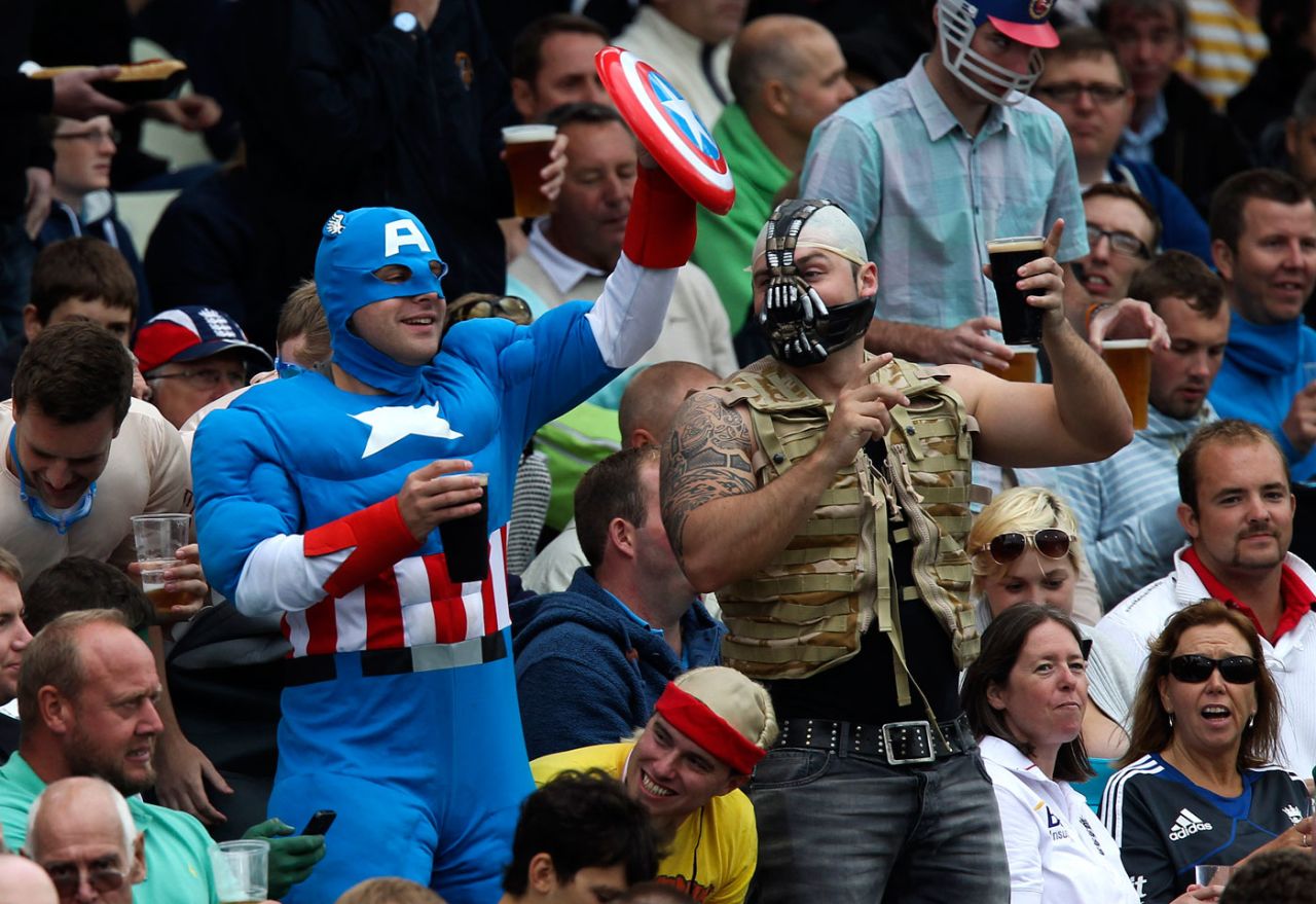 Captain America and Bane enjoy the T20 semi-final, Northamptonshire v Essex,  1st semi-final, Friends Life t20, Edgbaston, August 17, 2013