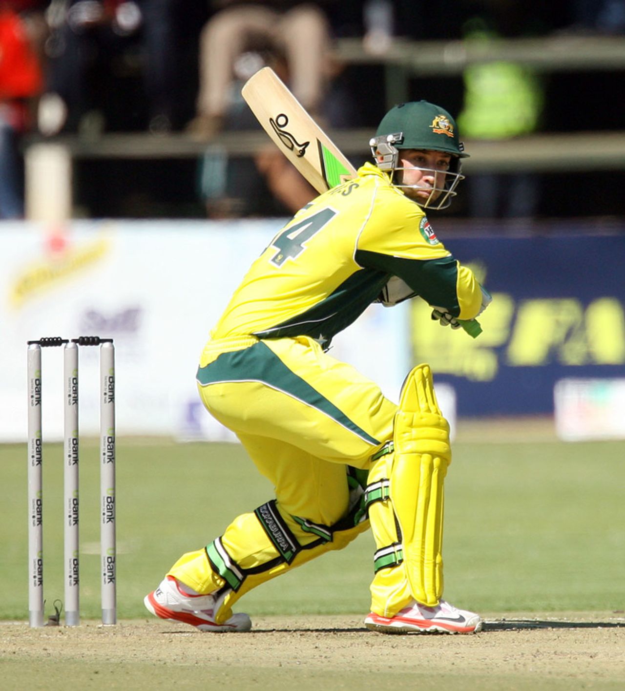 Phil Hughes shapes to crash the ball through the off side, Australia v South Africa, Australia v South Africa, Tri-series, Harare, August 27, 2014
