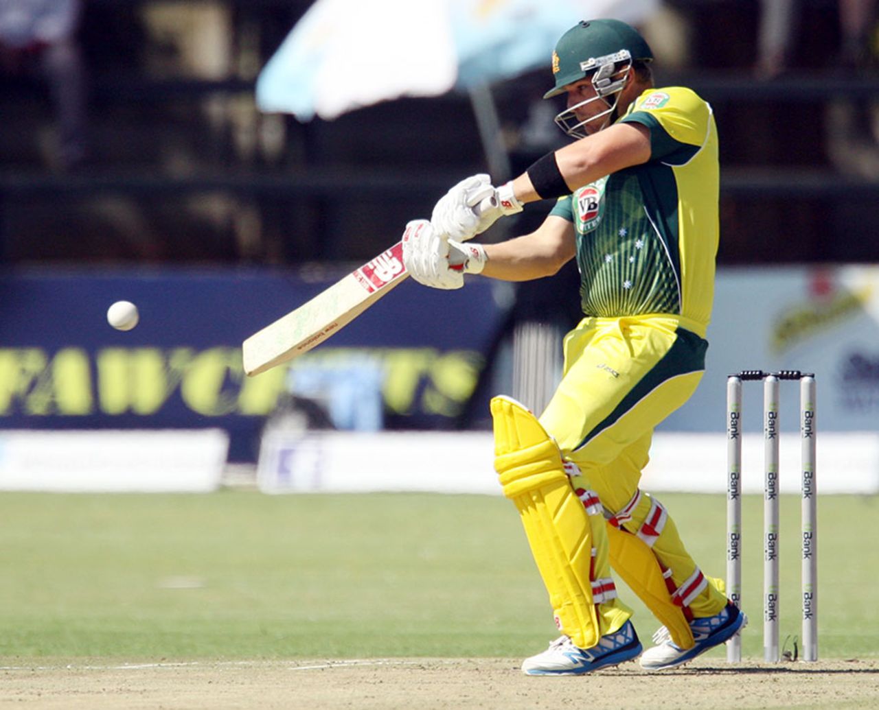 Aaron Finch slaps the ball through point, Australia v South Africa, Australia v South Africa, Tri-series, Harare, August 27, 2014
