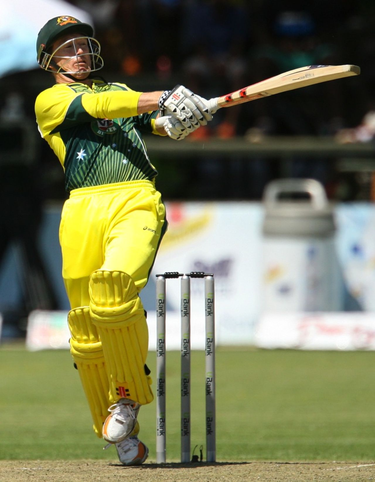George Bailey pulls the ball, Australia v South Africa, tri-series, Harare, August 27, 2014