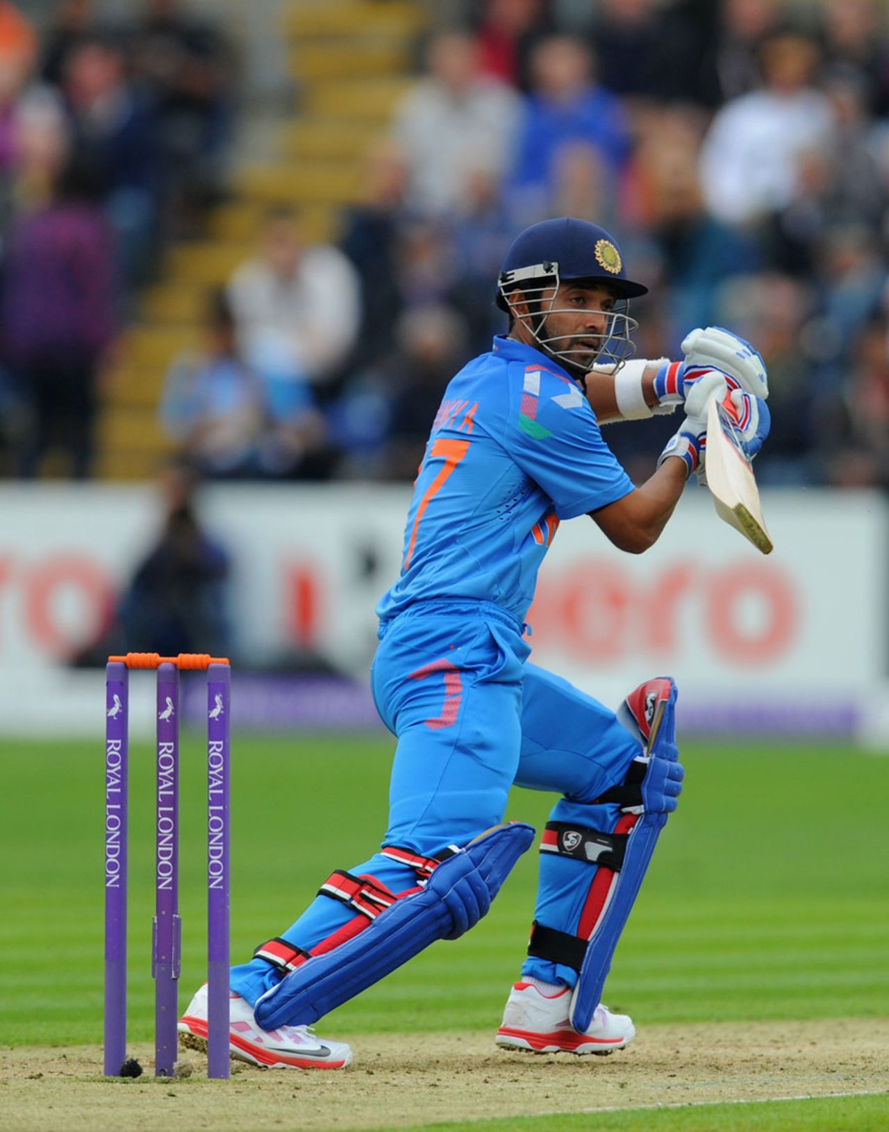 Ajinkya Rahane steers to the off side, England v India, 2nd ODI, Cardiff, August 27, 2014