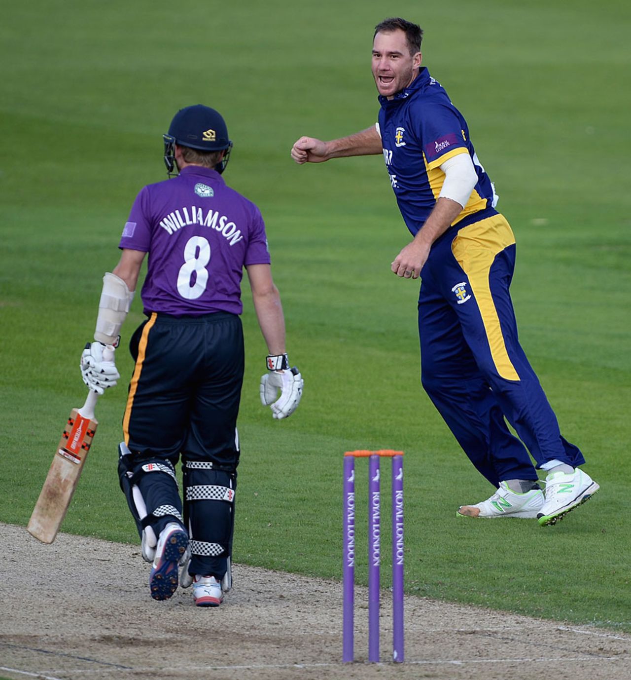 John Hastings removed Kane Williamson for a duck, Yorkshire v Durham, Royal London Cup quarter-final, Headingley, August 28, 2014