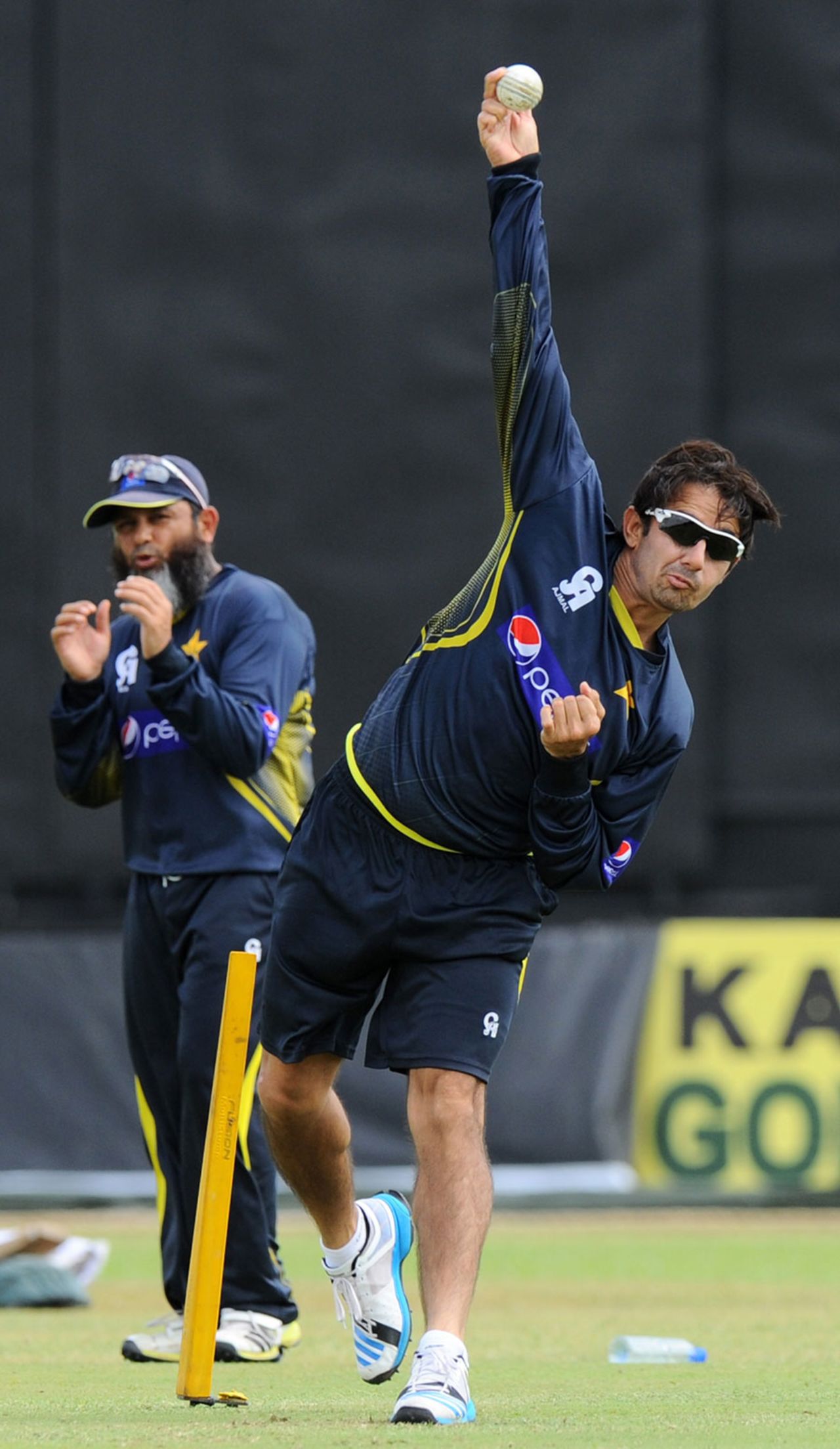 Saeed Ajmal was back in training after returning from Brisbane where he had his action tested, Dambulla, August 29, 2014
