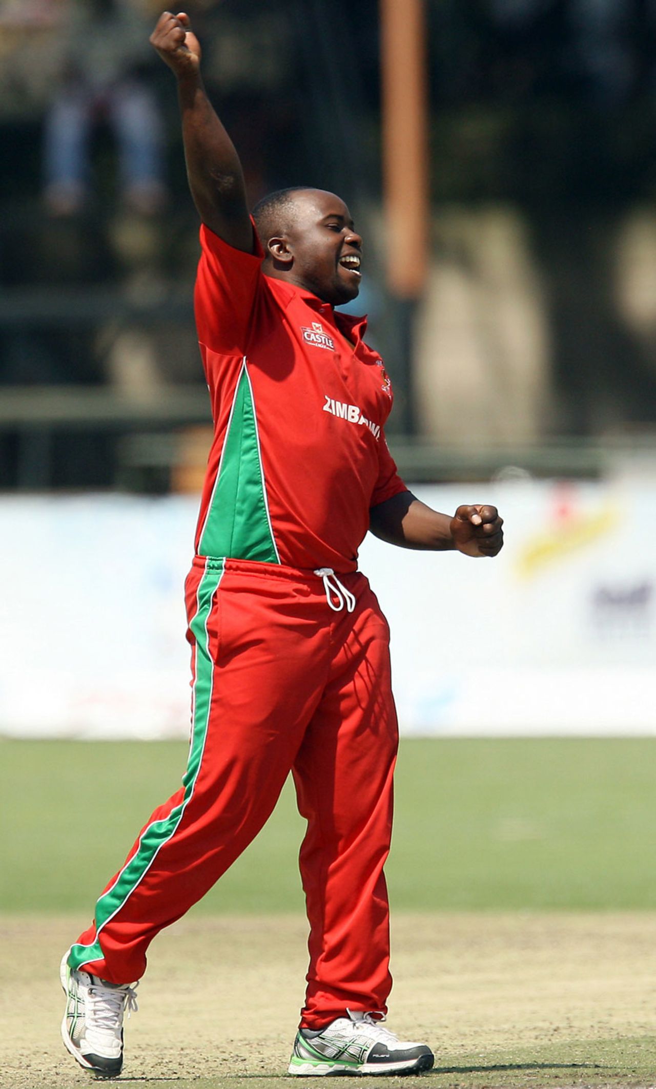Prosper Utseya became the second Zimbabwe player to claim a hat-trick, Zimbabwe v South Africa, tri-series, Harare, August 29, 2014